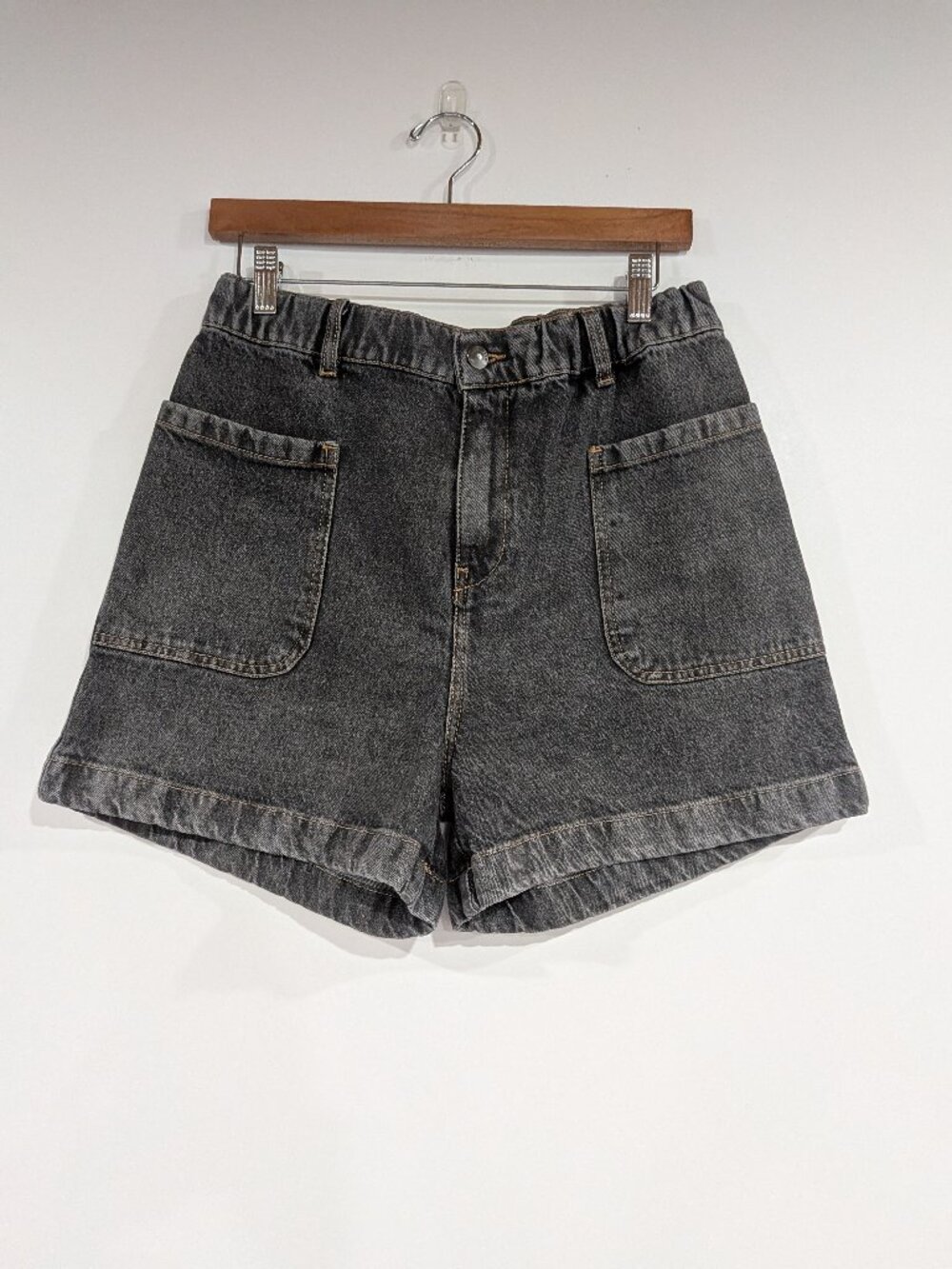 Indi & Cold Denim Wide Leg Jorts Jean Shorts Grey Size 38 Size Small